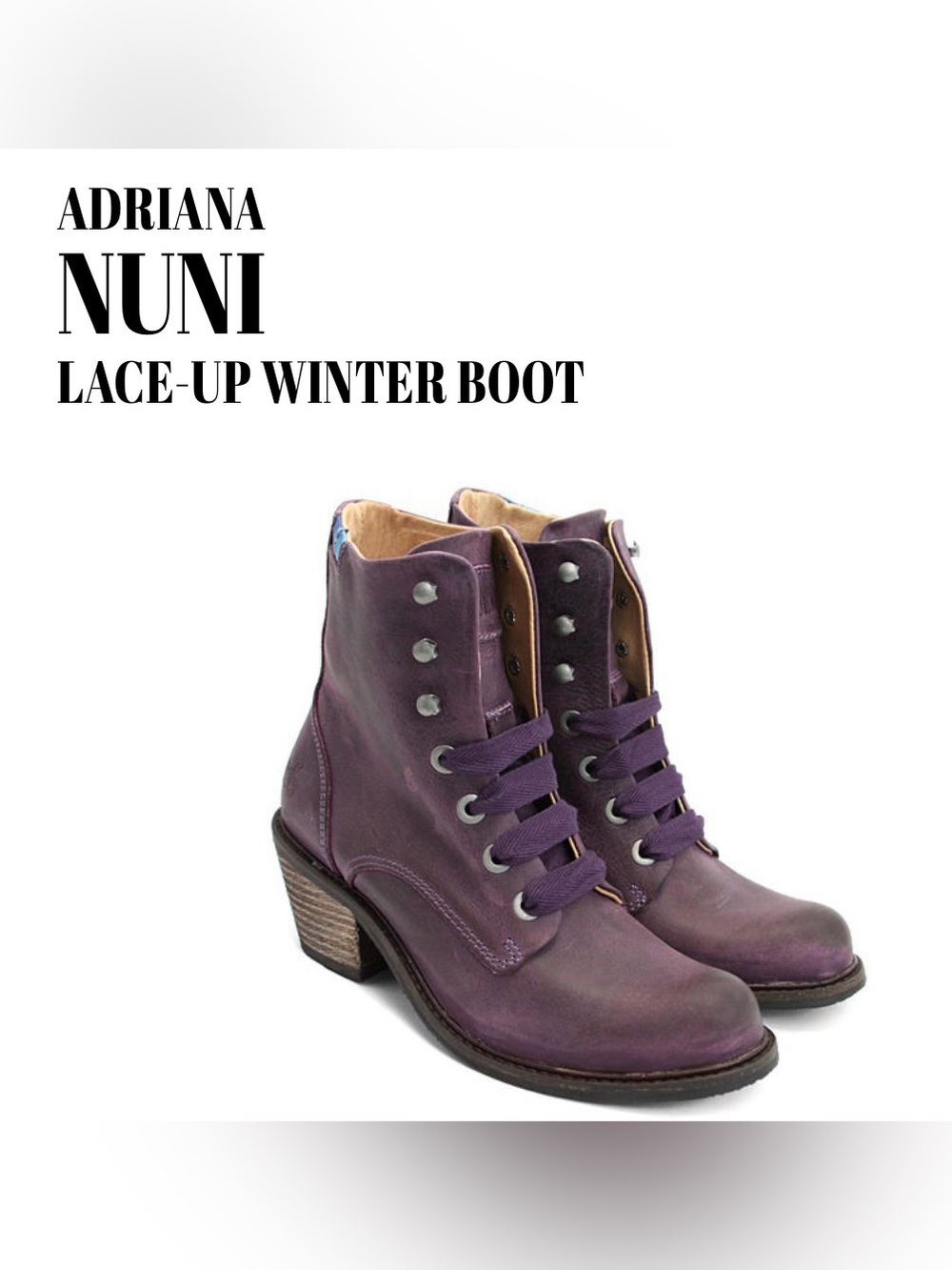 Fluevog EXCELLENT Adriana Nuni purple leather lace-up heeled boot - 11